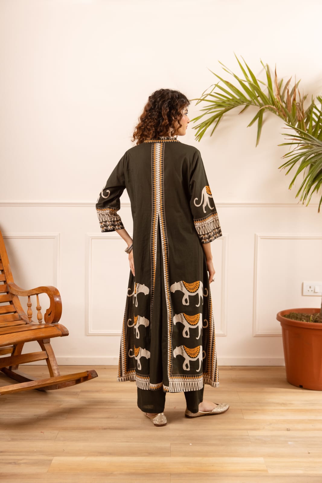 Olive Green Cotton Printed Co-ord Set