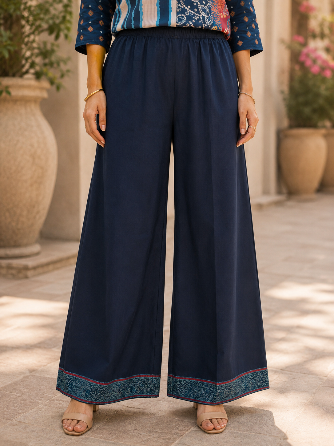 Indigo Blue Indo-Western Printed Poly Crepe Co-ord Set