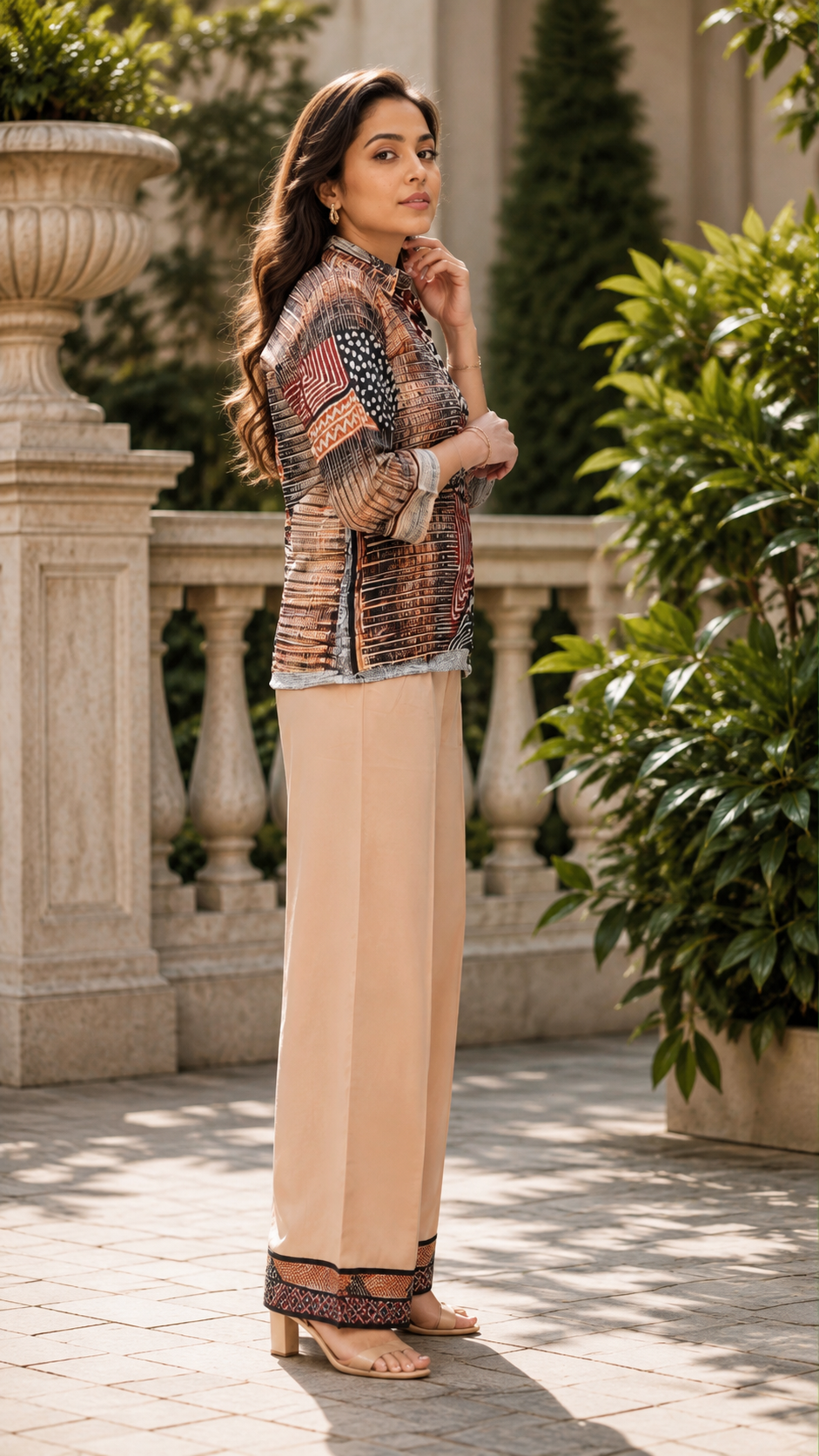 Indo-Western Poly Crepe Printed Co-ord Set