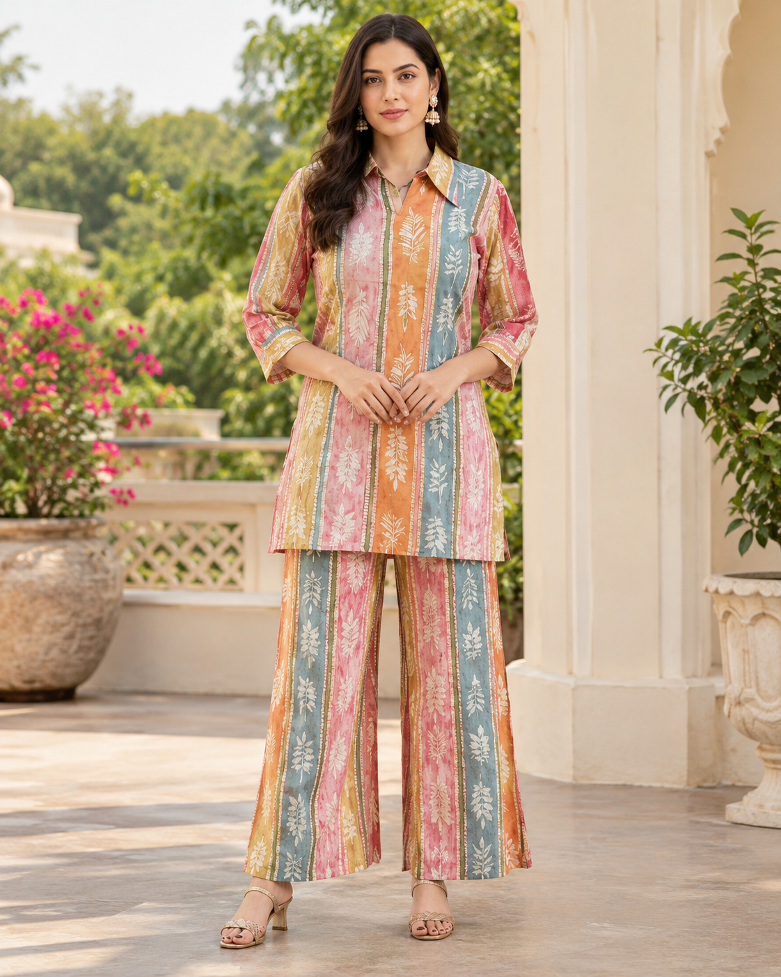 Multicolor Floral Printed Kurta Palazzo Set