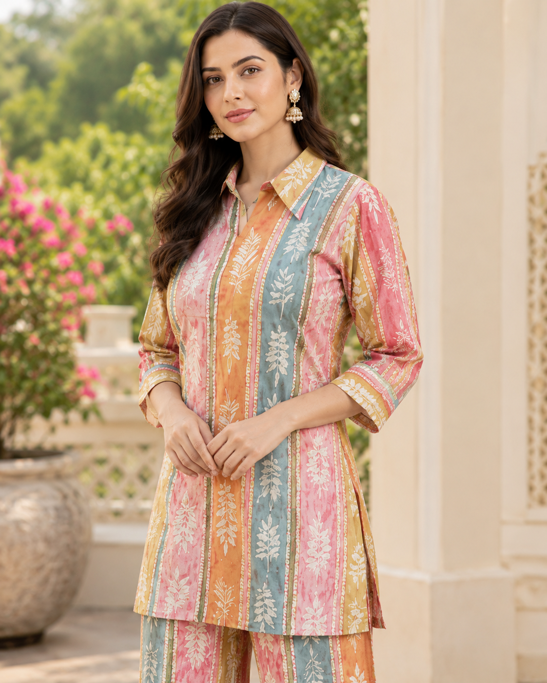 Multicolor Floral Printed Kurta Palazzo Set