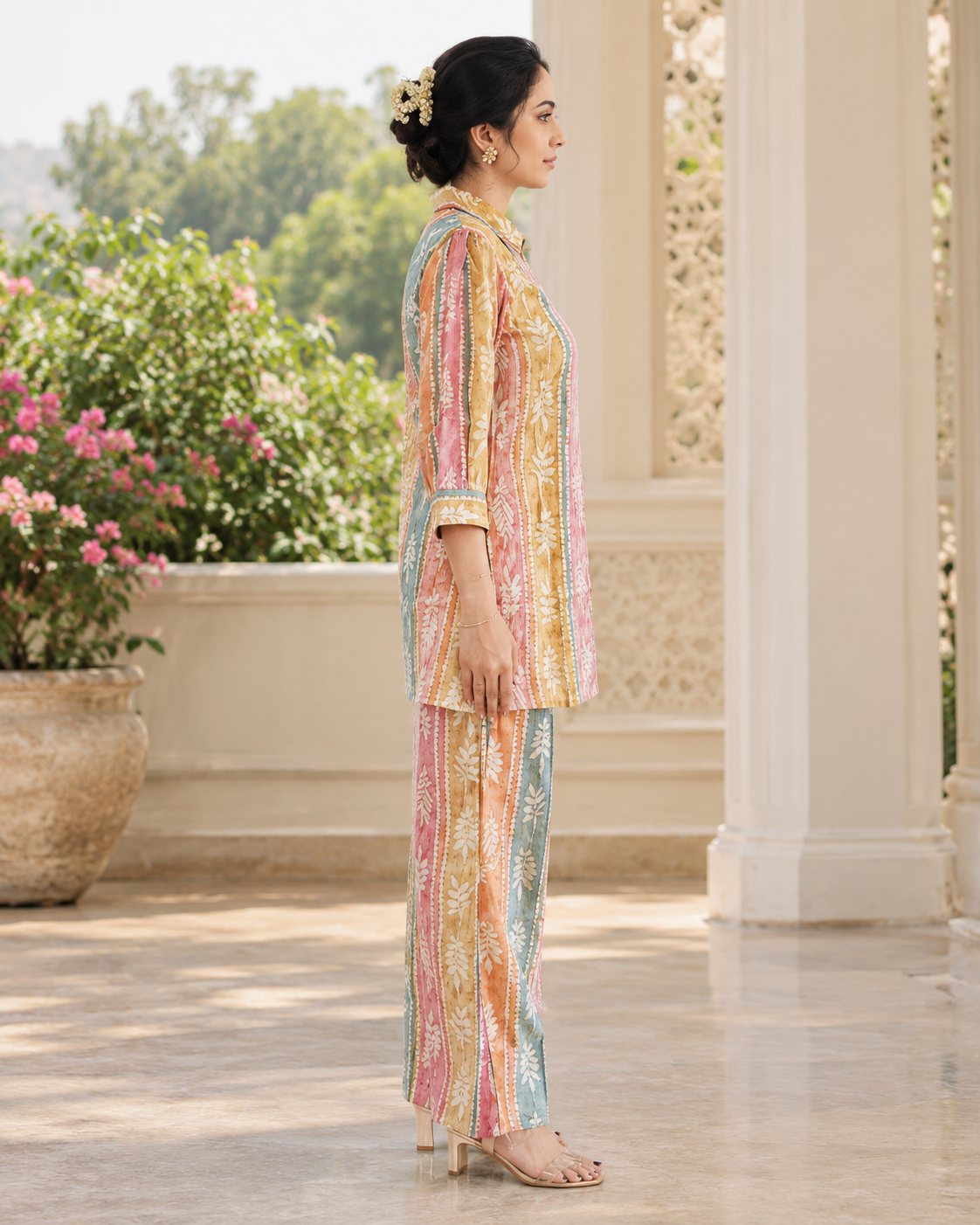 Multicolor Floral Printed Kurta Palazzo Set
