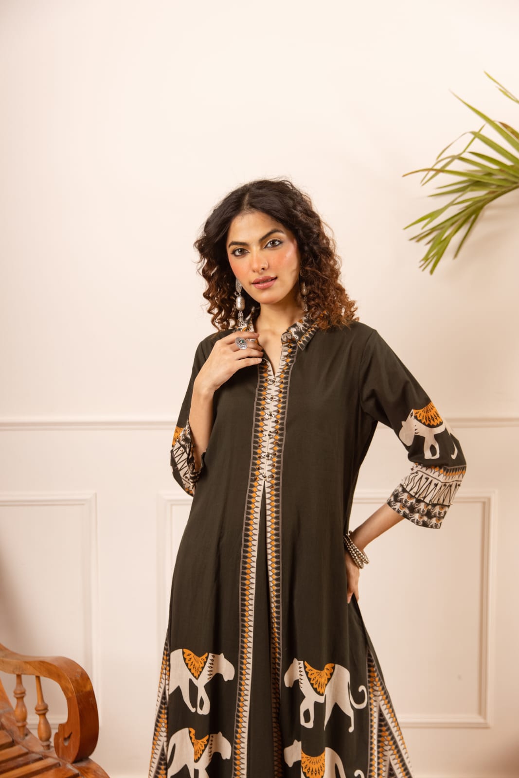 Olive Green Cotton Printed Co-ord Set